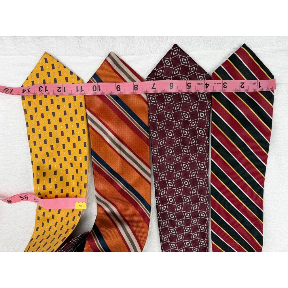 Jos. A. Bank Mens Silk Necktie Bundle Lot of 4 Striped Geometric Red Yellow Blue